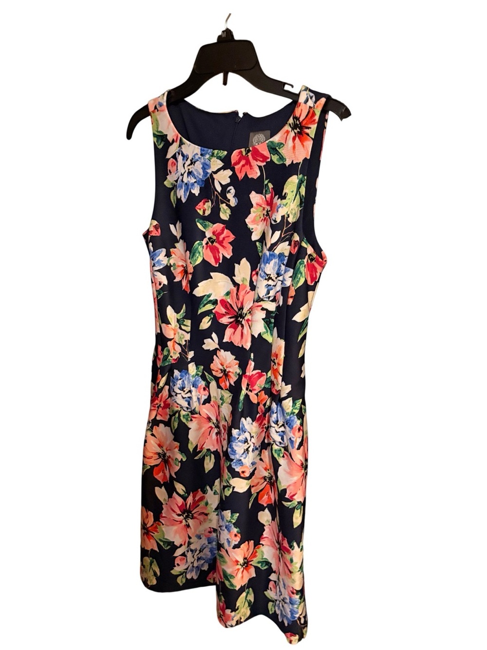 Vince Camuto Navy Floral Sleeveless Midi Dress